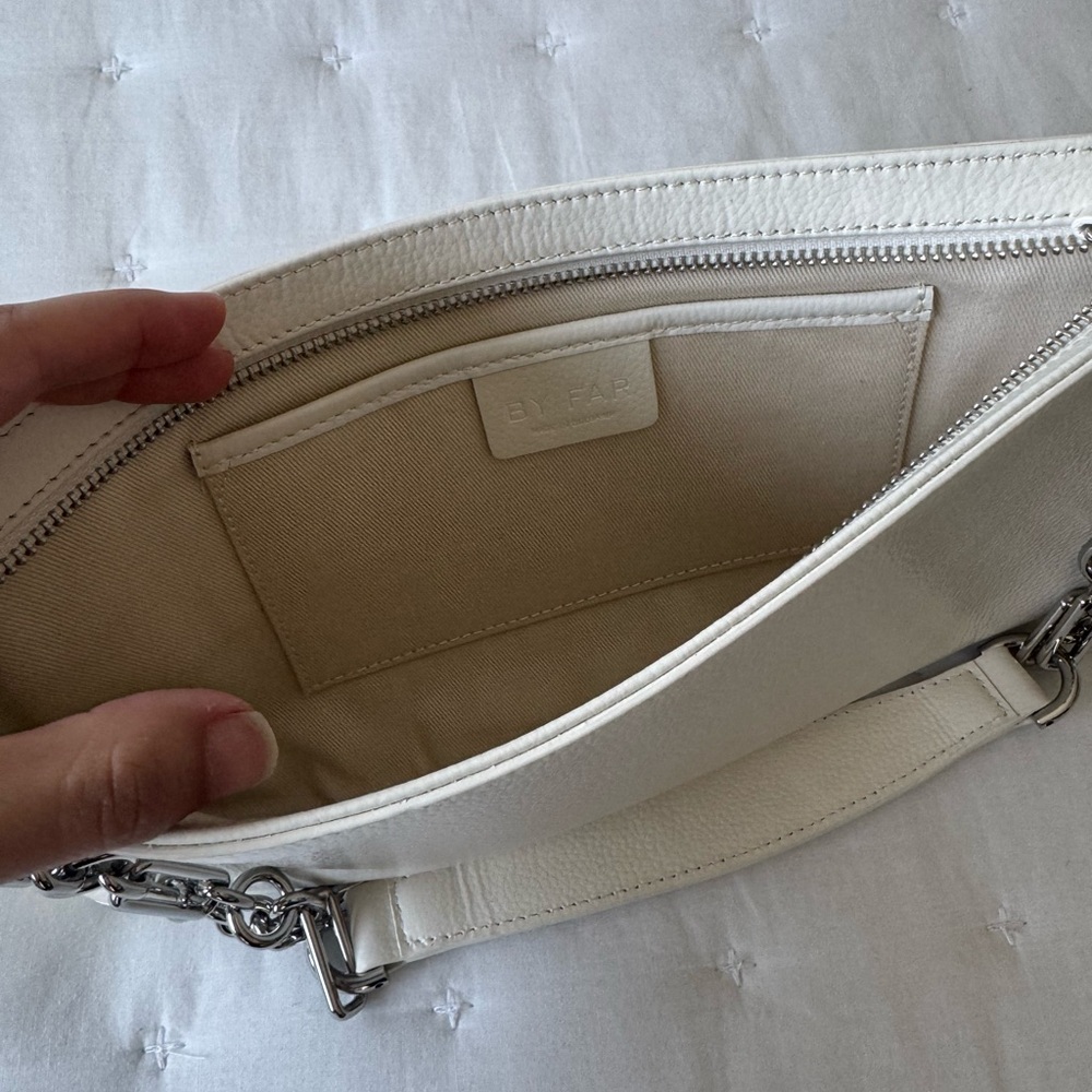 By Far Holly White Bag Silver Chain - Picture 7 of 9